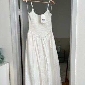 MILANO WHITE COTTON MIDI DRESS
